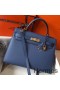 Hermes Kelly 32cm Bag In Blue Agate Epsom Leather GHW