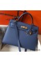 Hermes Kelly 32cm Bag In Blue Agate Epsom Leather GHW
