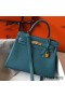 Hermes Kelly 32cm Bag In Blue Jean Clemence Leather GHW