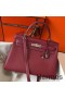 Hermes Kelly 32cm Bag In Bordeaux Clemence Leather PHW