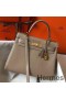 Hermes Kelly 32cm Bag In Gris Tourterelle Clemence Leather GHW