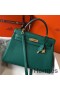 Hermes Kelly 32cm Bag In Malachite Clemence Leather GHW
