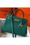 Hermes Kelly 32cm Bag In Malachite Clemence Leather GHW