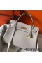 Hermes Kelly 32cm Bag In Pearl Grey Clemence Leather GHW