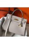 Hermes Kelly 32cm Bag In Pearl Grey Clemence Leather GHW