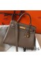 Hermes Kelly 32cm Bag In Taupe Grey Clemence Leather GHW