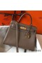 Hermes Kelly 32cm Bag In Taupe Grey Clemence Leather GHW