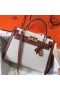 Hermes Kelly 32cm Bag In Toile Canvas With Barenia Leather