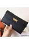 Hermes Kelly Classic Long Wallet In Black Epsom Leather