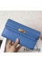Hermes Kelly Classic Long Wallet In Blue Jean Epsom Leather