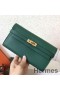 Hermes Kelly Classic Long Wallet In Malachite Epsom Leather