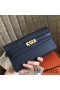 Hermes Kelly Classic Long Wallet In Navy Epsom Leather