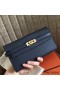 Hermes Kelly Classic Long Wallet In Navy Epsom Leather