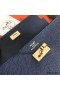 Hermes Kelly Classic Long Wallet In Navy Epsom Leather