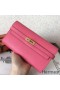 Hermes Kelly Classic Long Wallet In Pink Epsom Leather