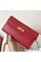 Hermes Kelly Classic Long Wallet In Red Epsom Leather