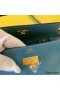Hermes Kelly Classique To Go Wallet In Blue Jean Epsom Calfskin