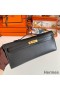 Hermes Kelly Cut Handmade Bag in Black Swift Leather