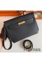 Hermes Kelly Depeches 25 Pouch in Black Epsom Calfskin
