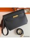 Hermes Kelly Depeches 25 Pouch in Black Epsom Calfskin