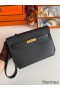 Hermes Kelly Depeches 25 Pouch in Black Epsom Calfskin