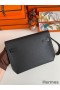 Hermes Kelly Depeches 25 Pouch in Black Epsom Calfskin