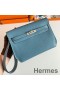 Hermes Kelly Depeches 25 Pouch in Blue Jean Epsom Calfskin