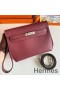 Hermes Kelly Depeches 25 Pouch in Bordeaux Epsom Calfskin