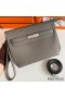 Hermes Kelly Depeches 25 Pouch in Etain Epsom Calfskin