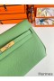 Hermes Kelly Depeches 25 Pouch in Vert Criquet Epsom Calfskin