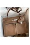Hermes Kelly Lakis 32 Handmade Bag In Taupe Swift Calfskin