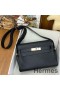 Hermes Kelly Messenger Bag in Black Clemence Leather