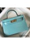 Hermes Kelly Mini II Bag In Blue Atoll Embossed Crocodile Leather