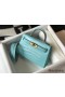 Hermes Kelly Mini II Bag In Blue Atoll Embossed Crocodile Leather