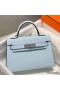 Hermes Kelly Mini II Bag In Blue Brume Epsom Leather PHW