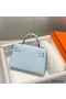 Hermes Kelly Mini II Bag In Blue Brume Epsom Leather PHW