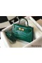 Hermes Kelly Mini II Bag In Green Embossed Crocodile Leather