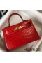 Hermes Kelly Mini II Bag In Red Embossed Crocodile Leather