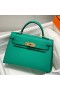 Hermes Kelly Mini II Bag In Vert Jade Epsom Leather GHW