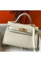 Hermes Kelly Mini II Bag In White Epsom Leather GHW