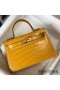 Hermes Kelly Mini II Bag In Yellow Embossed Crocodile Leather
