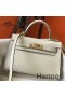 Hermes Kelly Mini II Handmade Bag In Beton Crocodile Embossed Leather