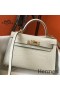 Hermes Kelly Mini II Handmade Bag In Beton Crocodile Embossed Leather