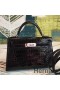 Hermes Kelly Mini II Handmade Bag In Black Alligator Crocodile