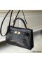 Hermes Kelly Mini II Handmade Bag In Black Crocodile Embossed Leather
