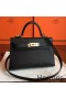 Hermes Kelly Mini II Handmade Bag In Black Epsom Leather
