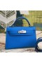 Hermes Kelly Mini II Handmade Bag In Blue Chevre Leather