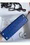 Hermes Kelly Mini II Handmade Bag In Blue Electric Ostrich Leather