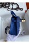 Hermes Kelly Mini II Handmade Bag In Blue Electric Ostrich Leather