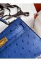 Hermes Kelly Mini II Handmade Bag In Blue Electric Ostrich Leather